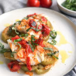 White Fish with Roasted Eggplant and Garlicky Burst Tomatoes