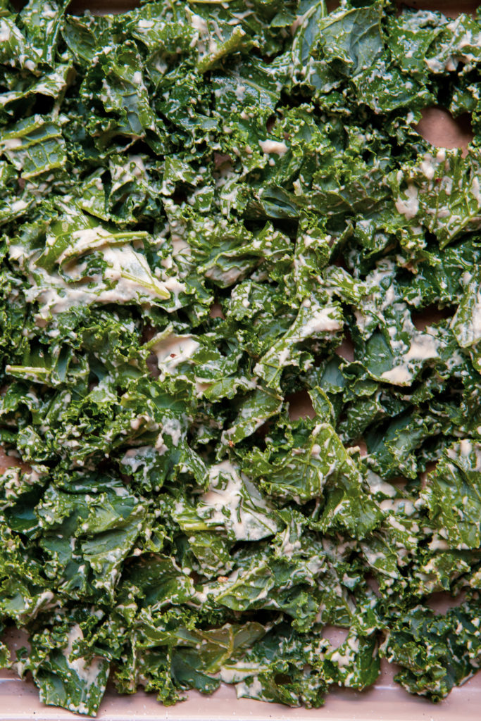 Vegan Tahini Caesar with Chickpeas and Crispy Kale