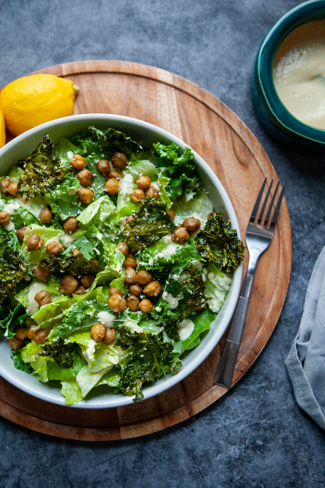 Vegan Caesar Salad with Chickpeas and Crispy Kale | 'Bitchin' in the ...