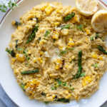 Creamy Lemony Orzo with Grilled Corn and Asparagus