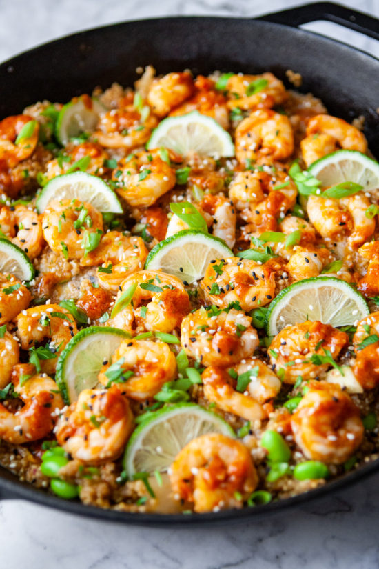 Skillet Quinoa with Buttery Kimchi Shrimp - 'Bitchin' in the Kitchen'