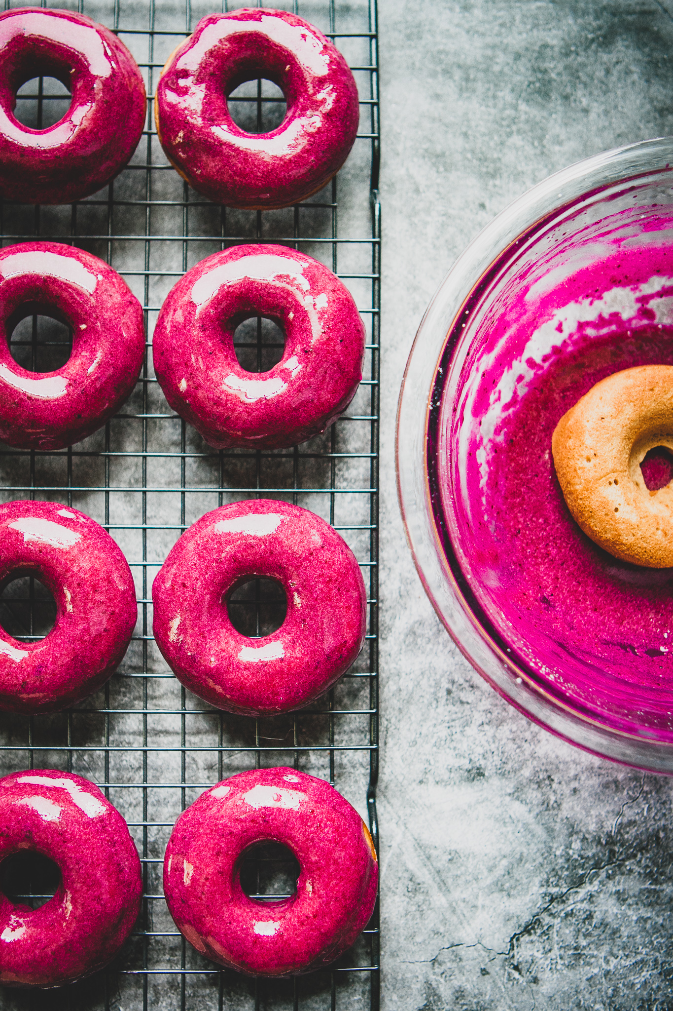 Baked Chai Donuts with Blueberry Glaze
